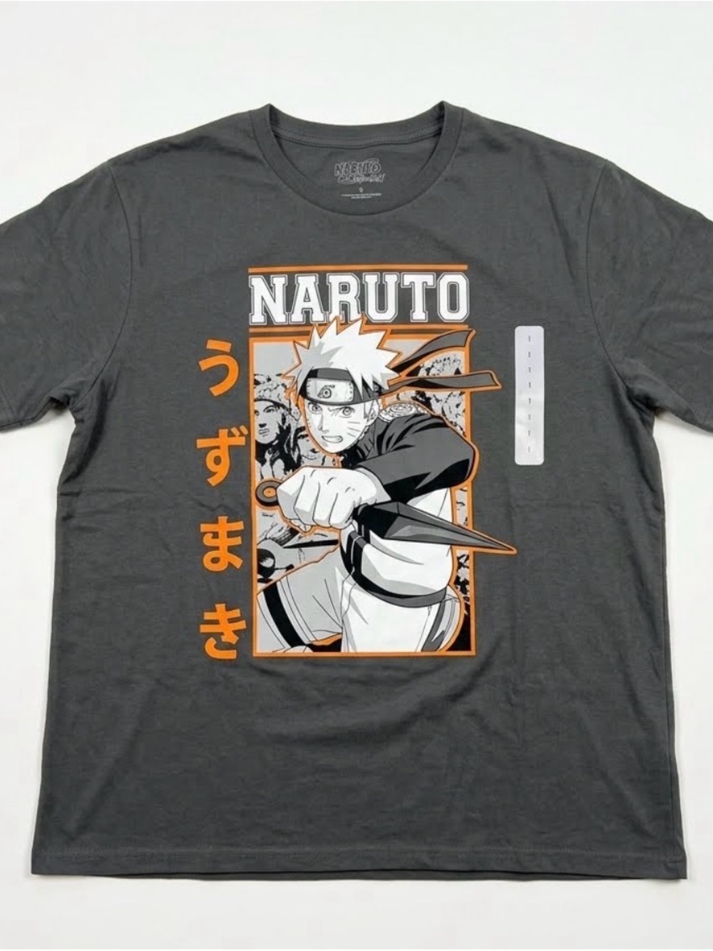 Naruto Graphic Tee for Men - Dark Gray with Orange Accents sz xxl